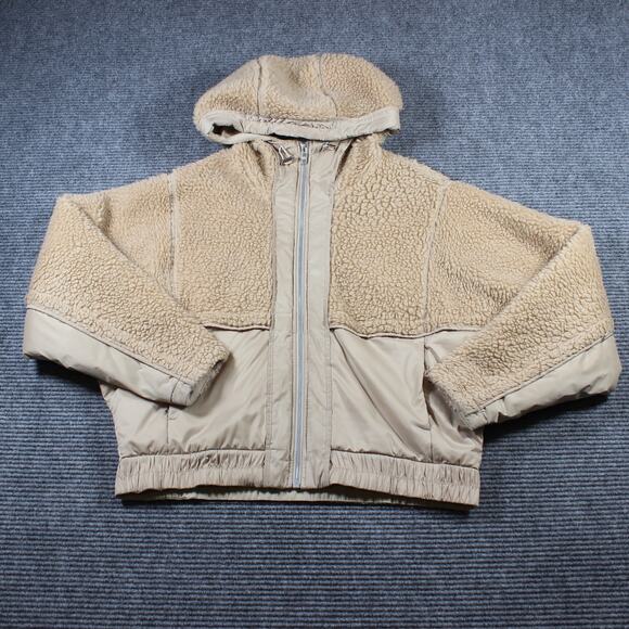lululemon athletica Jackets & Blazers - Lululemon Sherpa Hooded Puffer Jacket Size 8 Beige Cream Teddy Fleece Coat